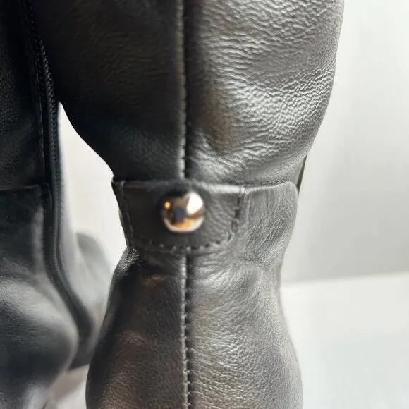 Liz &amp; Co Black Leather Women's Calf Height Boots Size 9 Heel 4&quot;