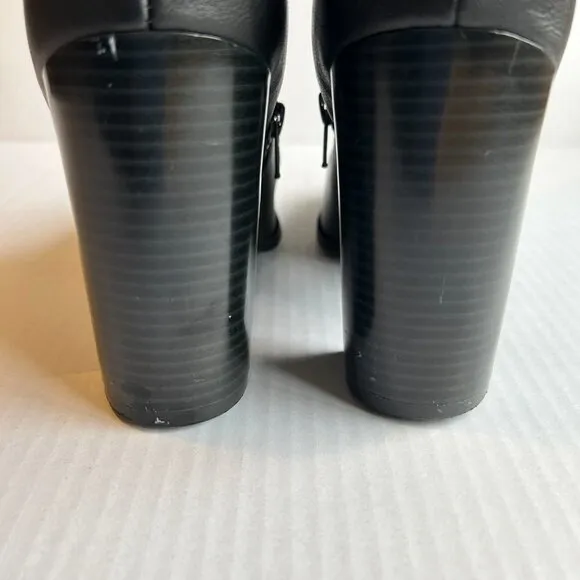 Liz &amp; Co Black Leather Women's Calf Height Boots Size 9 Heel 4&quot;