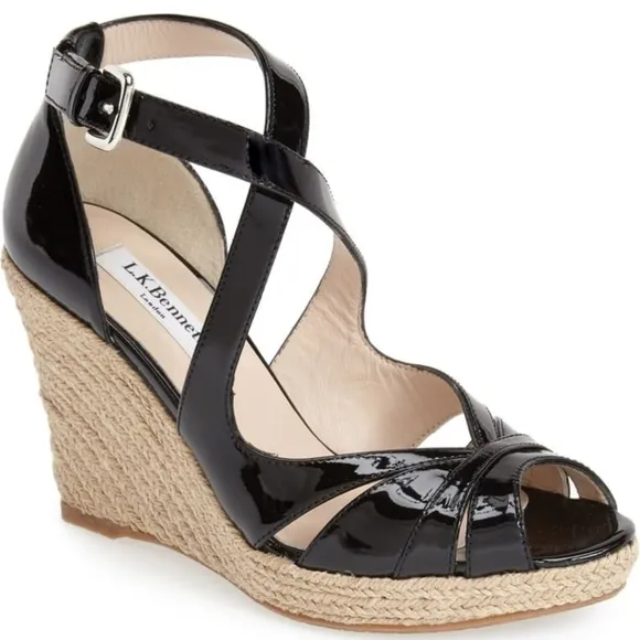 L.K. Bennett Maggie Peep toe Wedge Espadrilles