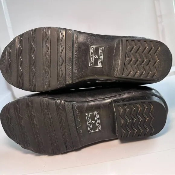 LL BEAN Black Wellie Rain Boots Mid Calf Womens 9 Wellyboots Rubber Waterproof
