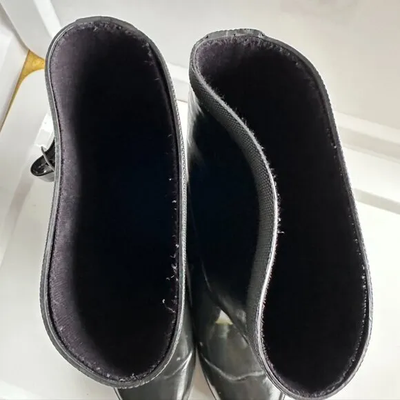 LL BEAN Black Wellie Rain Boots Mid Calf Womens 9 Wellyboots Rubber Waterproof