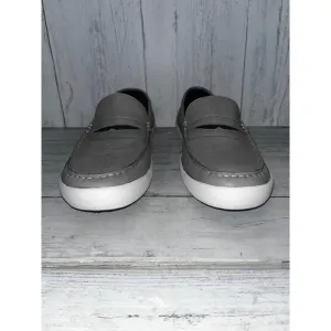 LL Bean Loafers Mens 9.5M Gray Leather Slip On Casual Comfort Shoes