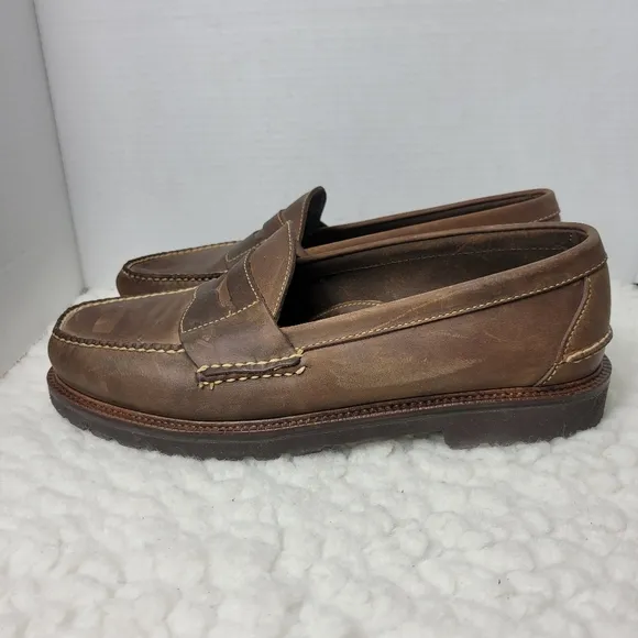 L.L. Bean Men's Penny Loafers Size 12 EE Boat Shoes Brown Leather Shoes