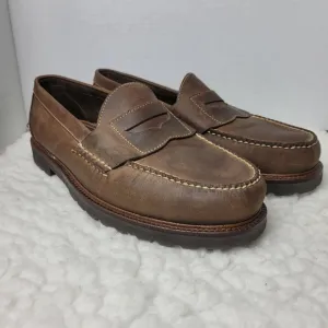 L.L. Bean Men's Penny Loafers Size 12 EE Boat Shoes Brown Leather Shoes