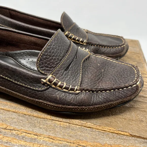 LL Bean Shoes Mens 11 Brown Leather Penny Driving Loafers Moccasin Preppy Boat