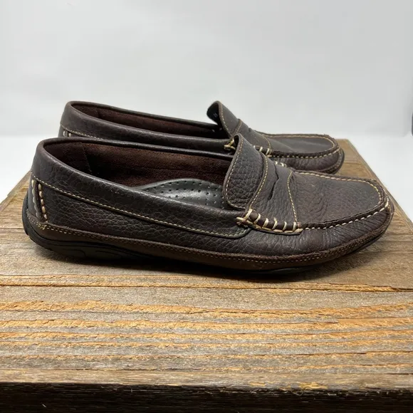 LL Bean Shoes Mens 11 Brown Leather Penny Driving Loafers Moccasin Preppy Boat