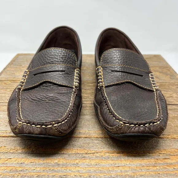 LL Bean Shoes Mens 11 Brown Leather Penny Driving Loafers Moccasin Preppy Boat