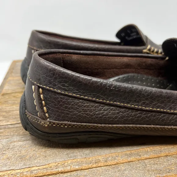 LL Bean Shoes Mens 11 Brown Leather Penny Driving Loafers Moccasin Preppy Boat