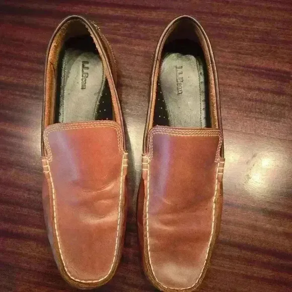 L.L. Bean Two Tone Mens Slip On Driving Loafer Shoes Brown Size 13