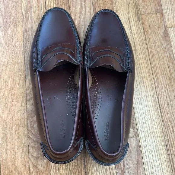 LL Bean Burgundy Penny Loafers Men’s Size 14 EE