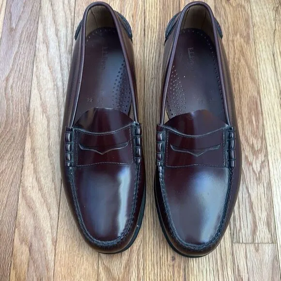 LL Bean Burgundy Penny Loafers Men’s Size 14 EE