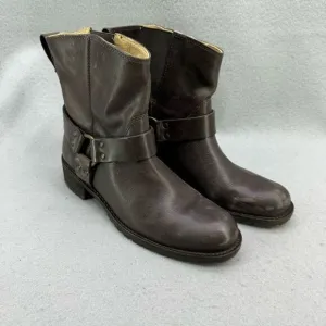 L.L. BEAN Women's Size 8 Deerfield Harness Leather Moto Biker Ankle Boots Brown