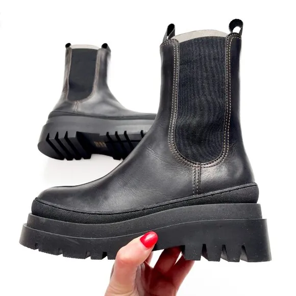 Loeffler Randall Carlota Black Chunky Lug Boot Black Size 6.5 NEW IN BOX