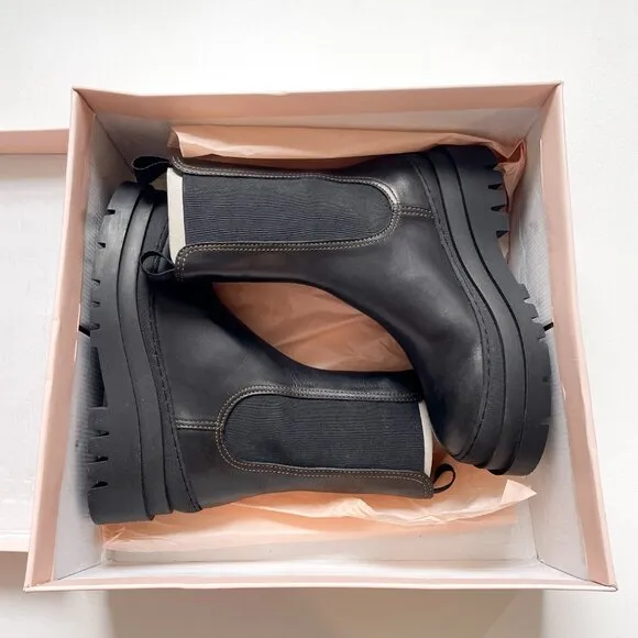 Loeffler Randall Carlota Black Chunky Lug Boot Black Size 6.5 NEW IN BOX