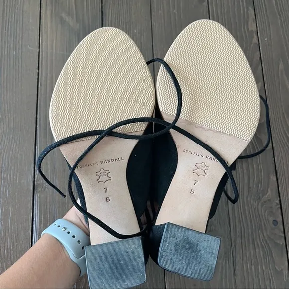 Loeffler Randall Helene Kid Suede Lace-Up Sandals in Black