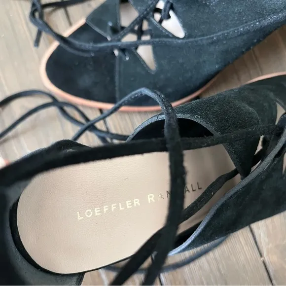 Loeffler Randall Helene Kid Suede Lace-Up Sandals in Black