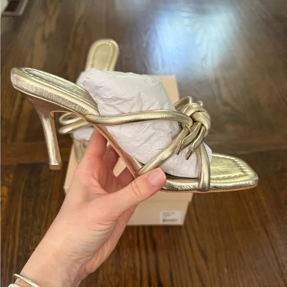 Loeffler Randall Margi Bow Metallic Leather Sandals