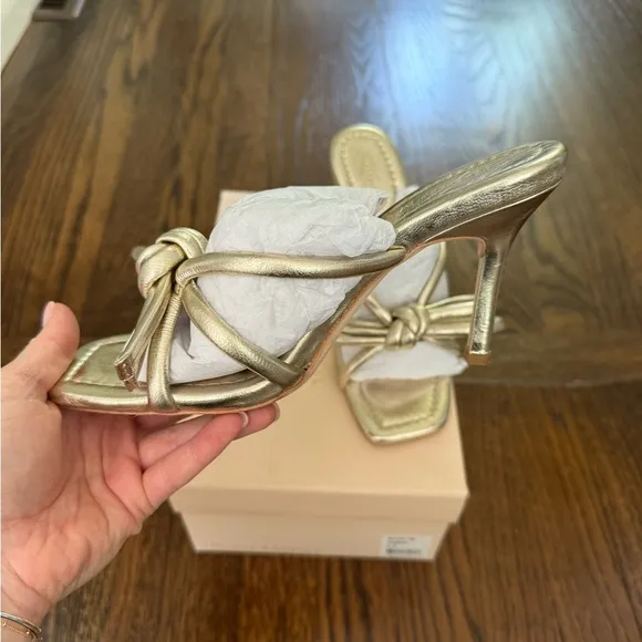 Loeffler Randall Margi Bow Metallic Leather Sandals