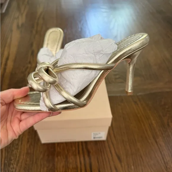 Loeffler Randall Margi Bow Metallic Leather Sandals