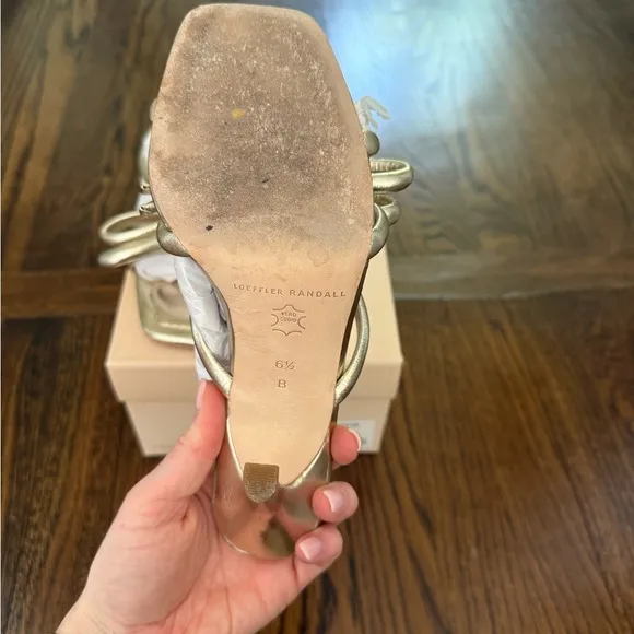 Loeffler Randall Margi Bow Metallic Leather Sandals