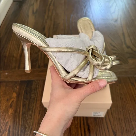 Loeffler Randall Margi Bow Metallic Leather Sandals