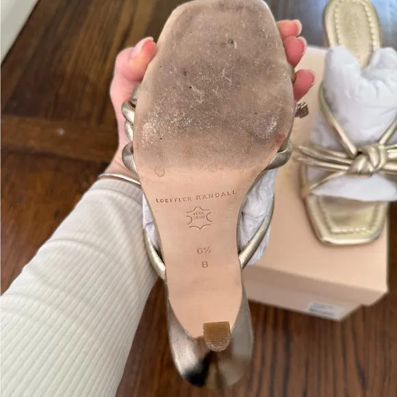 Loeffler Randall Margi Bow Metallic Leather Sandals
