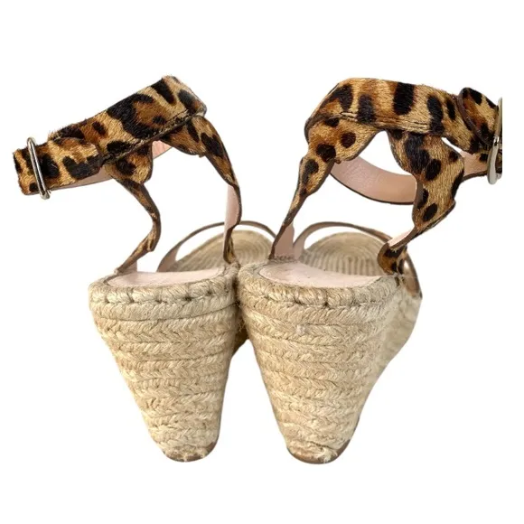 LOEFFLER RANDALL Parker Leopard Print Wedge Sandals 7