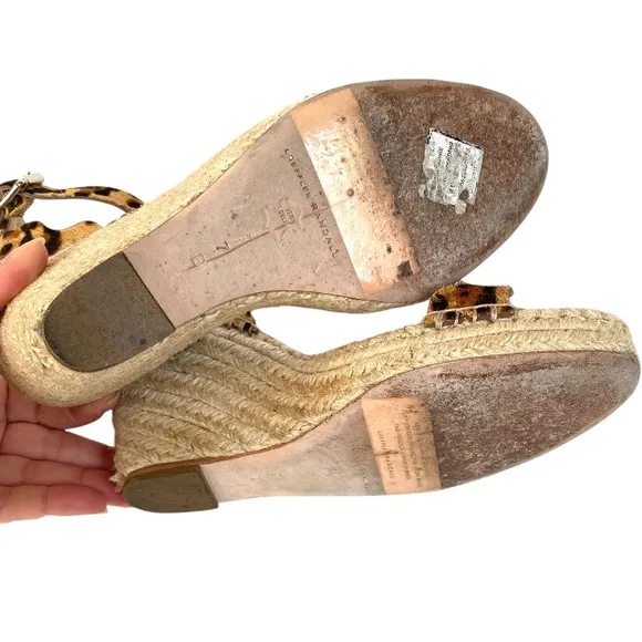 LOEFFLER RANDALL Parker Leopard Print Wedge Sandals 7
