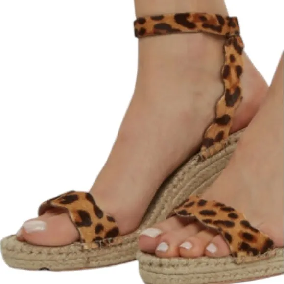 LOEFFLER RANDALL Parker Leopard Print Wedge Sandals 7
