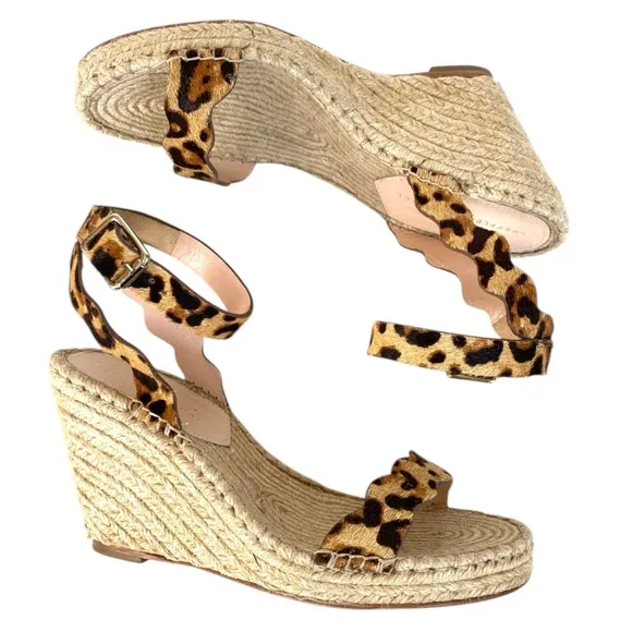 LOEFFLER RANDALL Parker Leopard Print Wedge Sandals 7