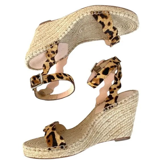 LOEFFLER RANDALL Parker Leopard Print Wedge Sandals 7