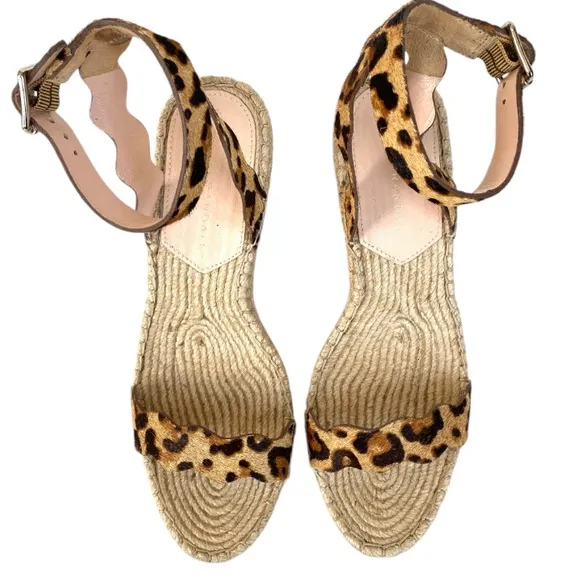 LOEFFLER RANDALL Parker Leopard Print Wedge Sandals 7