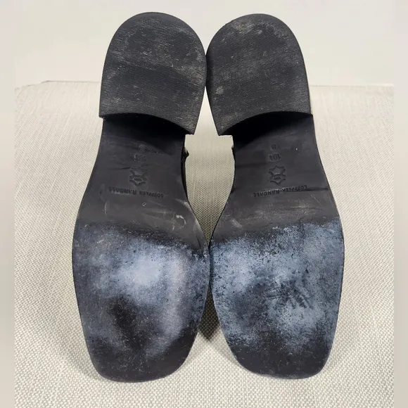 Loeffler Randall Size 10.5 B Black Leather Boots Chunky Heels