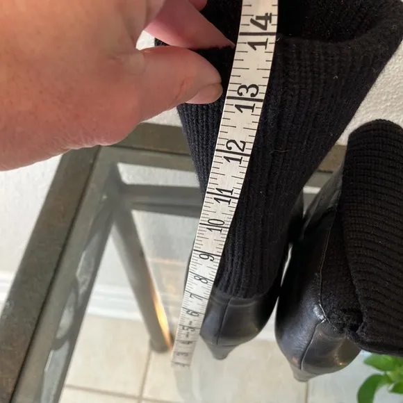 Loeffler Randall Wendy Black Leather Convertible Knit Sock Heeled Boots