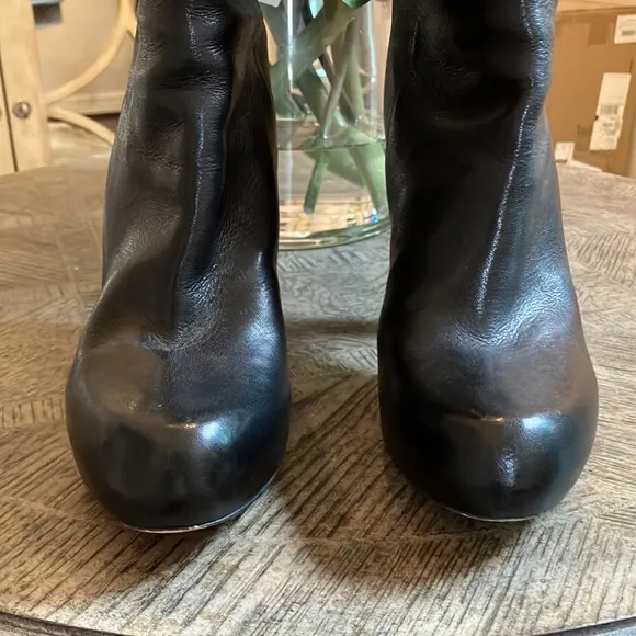 Loeffler Randall Wendy Black Leather Convertible Knit Sock Heeled Boots