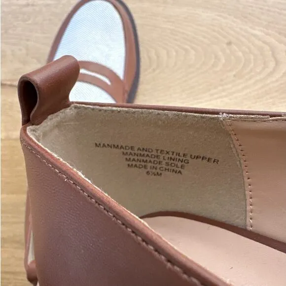 LOFT - Canvas Lug Sole Penny Loafers in Brown &amp; Off White