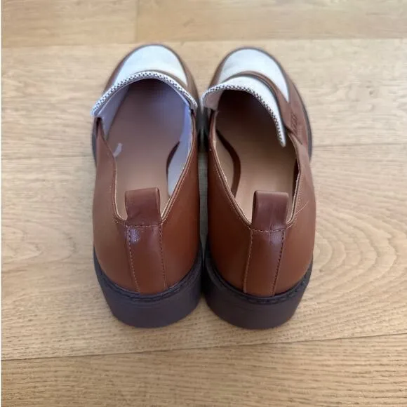 LOFT - Canvas Lug Sole Penny Loafers in Brown &amp; Off White