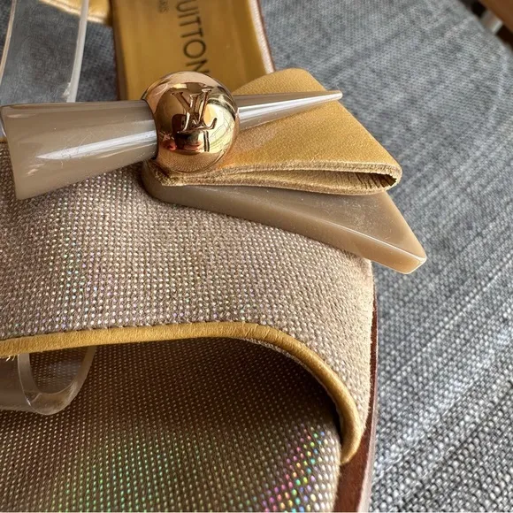Louis Vuitton LV Vintage Slingback Heels Butter Yellow and tan Size EU 37.5
