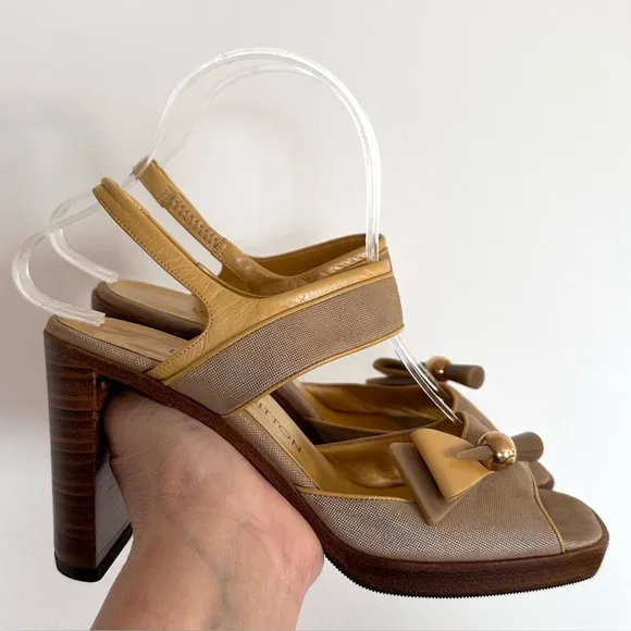 Louis Vuitton LV Vintage Slingback Heels Butter Yellow and tan Size EU 37.5