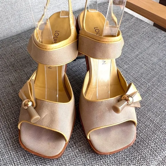 Louis Vuitton LV Vintage Slingback Heels Butter Yellow and tan Size EU 37.5