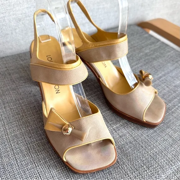 Louis Vuitton LV Vintage Slingback Heels Butter Yellow and tan Size EU 37.5
