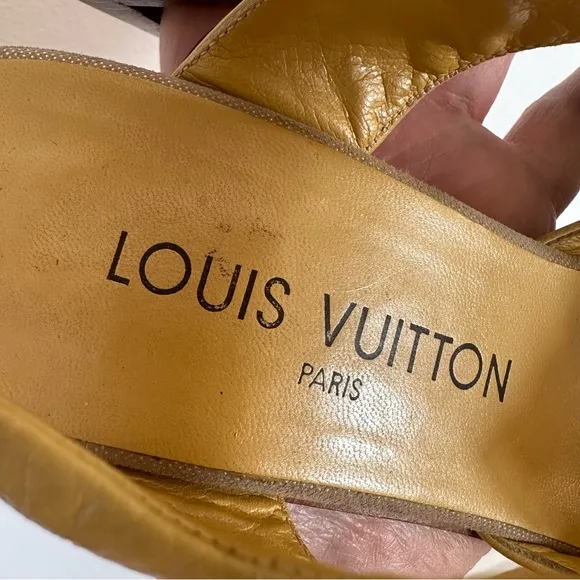 Louis Vuitton LV Vintage Slingback Heels Butter Yellow and tan Size EU 37.5