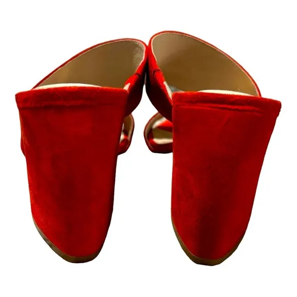 Louise et Cie Lo-Kala Red Suede Leather Heeled Strappy Slide Sandals Size 5 M