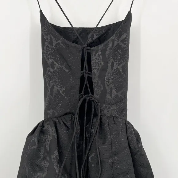 LPA REVOLVE BLACK PUFF STRAPPY BACK CORSET STYLE MINI PARTY COCKTAIL DRESS 2