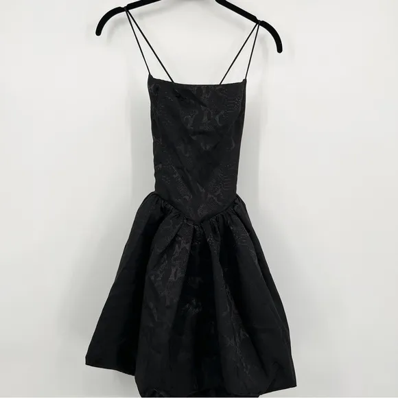 LPA REVOLVE BLACK PUFF STRAPPY BACK CORSET STYLE MINI PARTY COCKTAIL DRESS 2