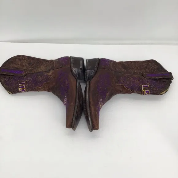 LSU Louisiana State University GameDay 13” Western Distressed Boots Size 6.5