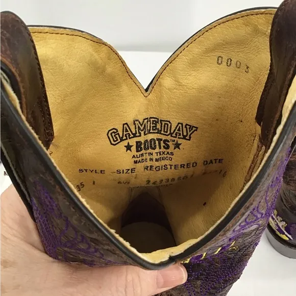 LSU Louisiana State University GameDay 13” Western Distressed Boots Size 6.5
