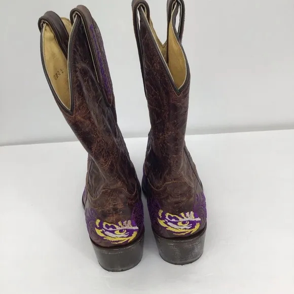 LSU Louisiana State University GameDay 13” Western Distressed Boots Size 6.5