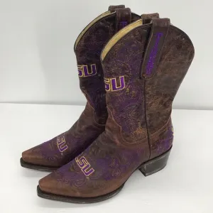 LSU Louisiana State University GameDay 13” Western Distressed Boots Size 6.5