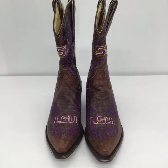 LSU Louisiana State University GameDay 13” Western Distressed Boots Size 6.5